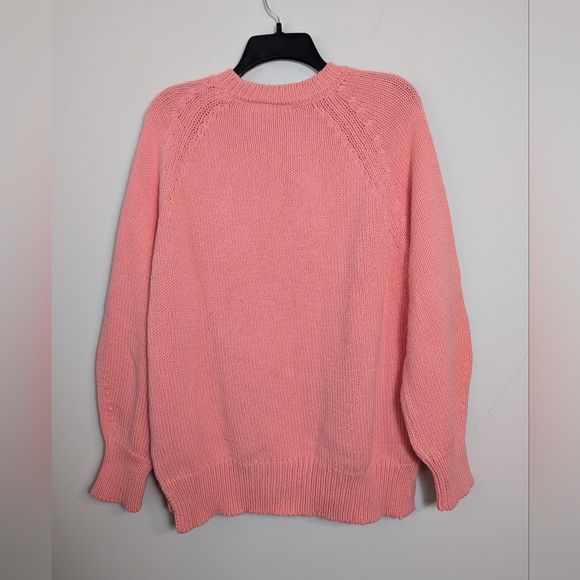 Mersea Voyageur Sweater Chunky Knit Pink Ballon Sleeve Crew neck Sz L - Picture 3 of 9